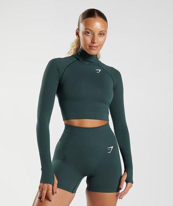 Corp Tops Gymshark Vital Seamless 2.0 High Neck Mujer Verde | CO 2418GSO